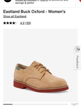 Eastland Women’s Buck Oxford in Tan with Red Sole